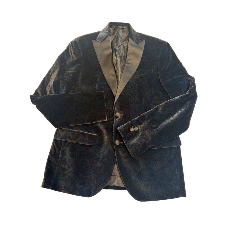 Sand Copenhagen Velvet Red Carpet Star Dandy ST Formal Blazer in Blue Paisley